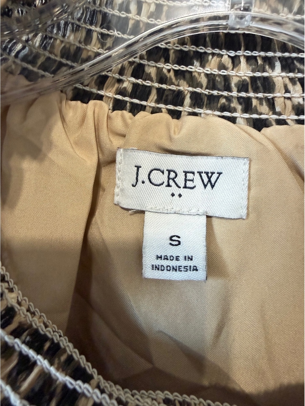 J. Crew Long Sleeve Smocked Neck Animal Print Chiffon Blouse Women's Size S - Picture 5 of 6